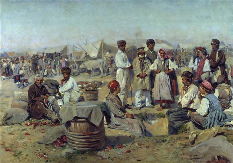 Market fair in Poltava, 1885 - 1910 - Wladimir Jegorowitsch Makowski