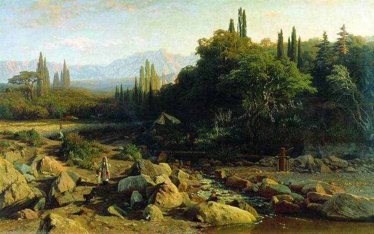 Crimea. Landscape with a river., 1868 - Volodymyr Orlovsky