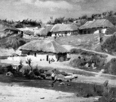 Huts in summer day, 1870 - Владимир Орловский