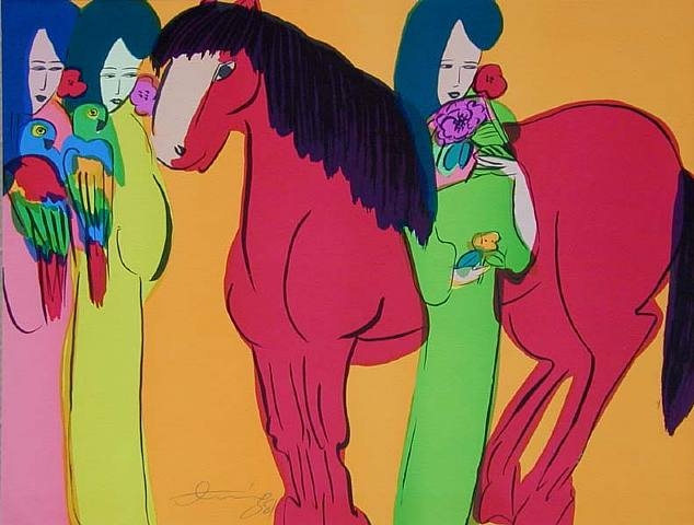 Red Horse, Orange Background, 1981 - Уоллес Тинг