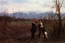 Wilhelm Leibl and Sperl on the hunt - Wilhelm Leibl