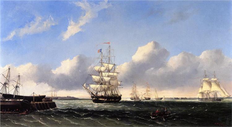 The Port of New Bedford from Crow Island, 1854 - Уильям Брэдфорд