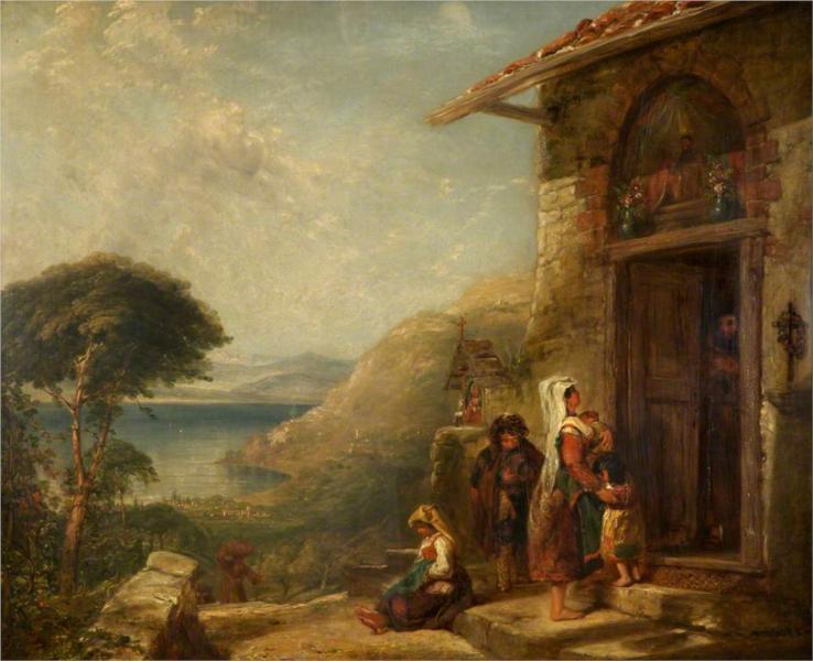 Poor Travellers at the Door of a Capuchin Convent near Vico, Bay of Naples - William Collins