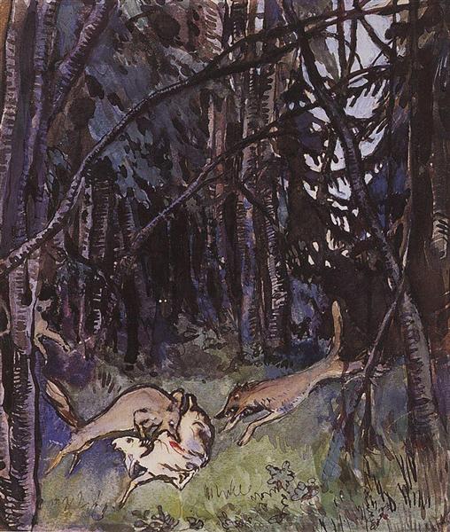 Gray Wolves Attacking a Goat, 1901 - Sinaida Jewgenjewna Serebrjakowa