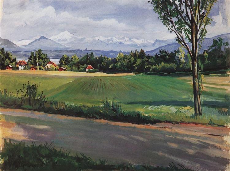 Швейцарский пейзаж близ Женевы, 1951 - Зинаида Серебрякова